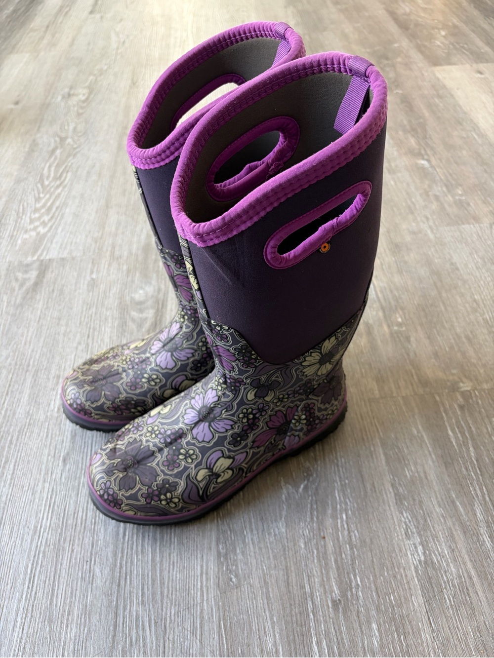 Bogs Purple Floral Tall Rain Boots